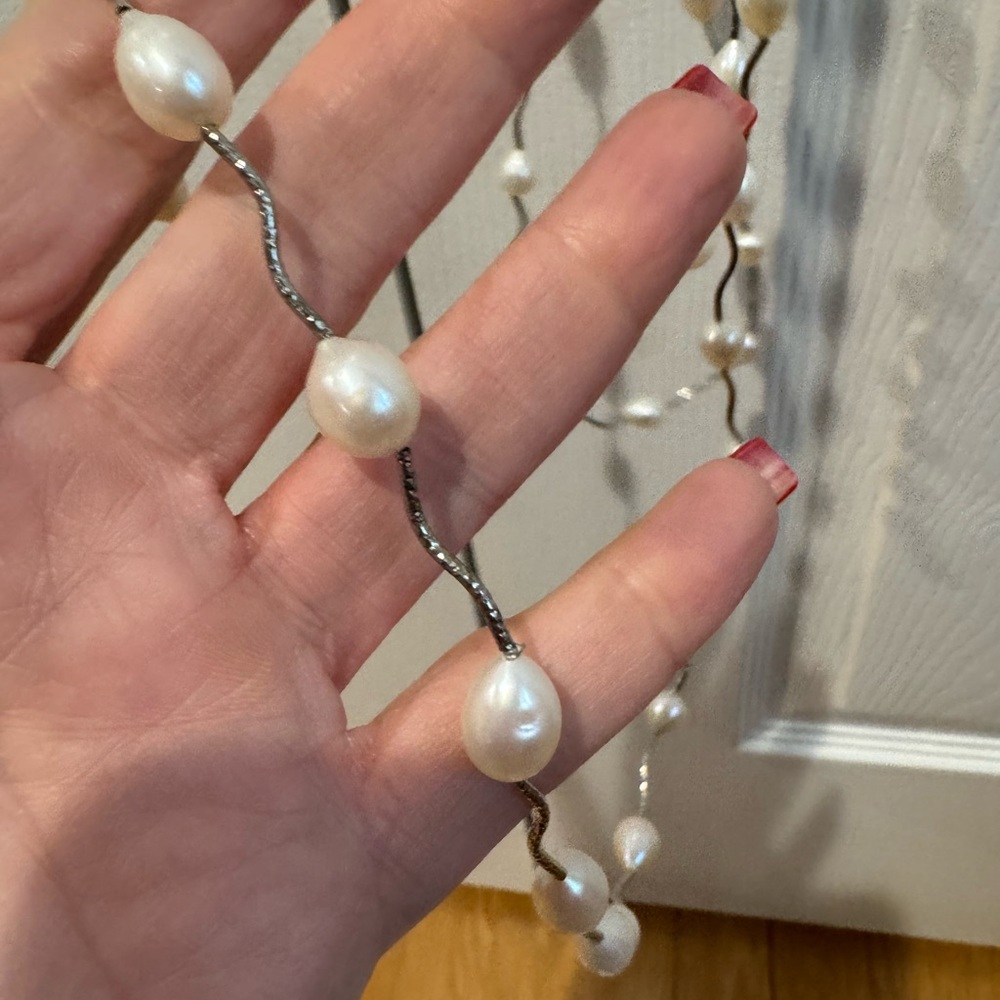 Floating Pearl Beaded Necklaces. Set of two.